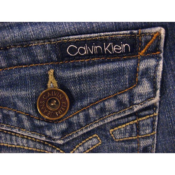 Calvin Klein Womans JEANS SHORTS Cut Off W 28 MEASURED Daisy Dukes Blue Denim - Picture 6 of 9